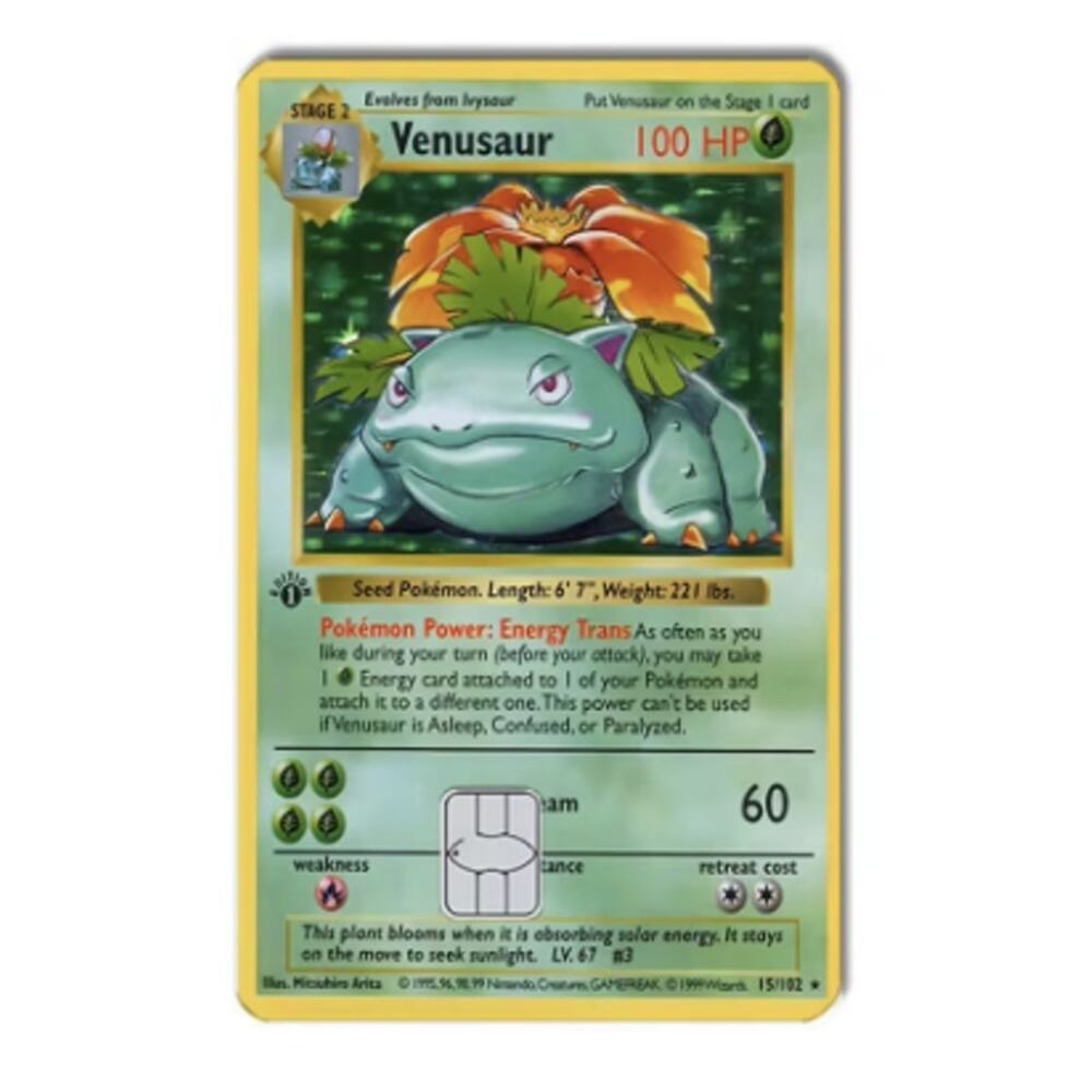 New Magic Skin Venusaur Matte Credit Card Skin/Sticker, Space for Small Chip